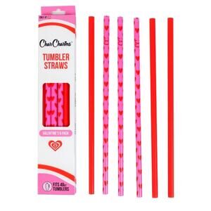 Target CharCharms Valentine Tumbler Stanley Straws 6pk 40oz Pink Red Hearts New